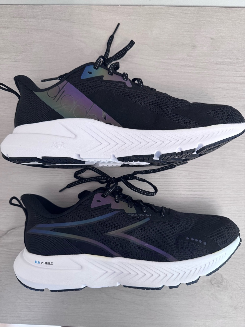 Diadora Black Athletic Sneakers with Iridescent Accents